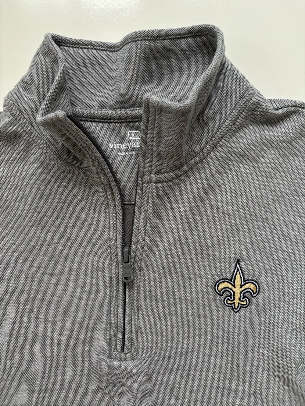 Vineyard Vines Mens Saltwater Sweater 100% Pima Cotton Half Zip NFL SAINTS LARGE